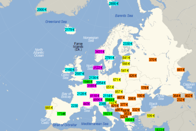 Украина возглавила антирейтинг стран Европы с самой низкой средней зарплатой. Инфографика