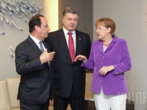 П.Порошенко провел встречу с А.Меркель и Ф.Олландом перед Маршем единства