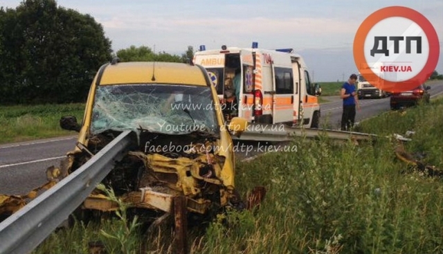 ДТП под Киевом: на автотрассе Renault Kangoo нанизался на отбойник