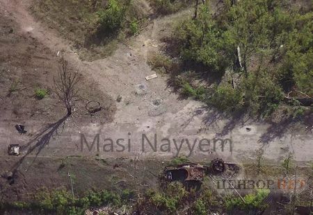 На позиціях окупантів під Авдіївкою аеророзвідка відзняла остови російських танків, котрі спалили українці