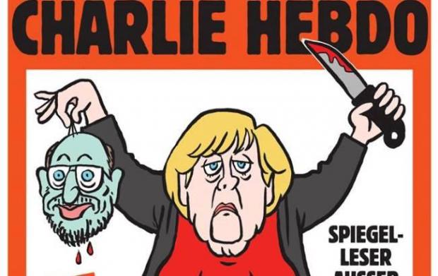 Charlie Hebdo зобразив Ангелу Меркель з відрізаною головою Мартіна Шульца в руках