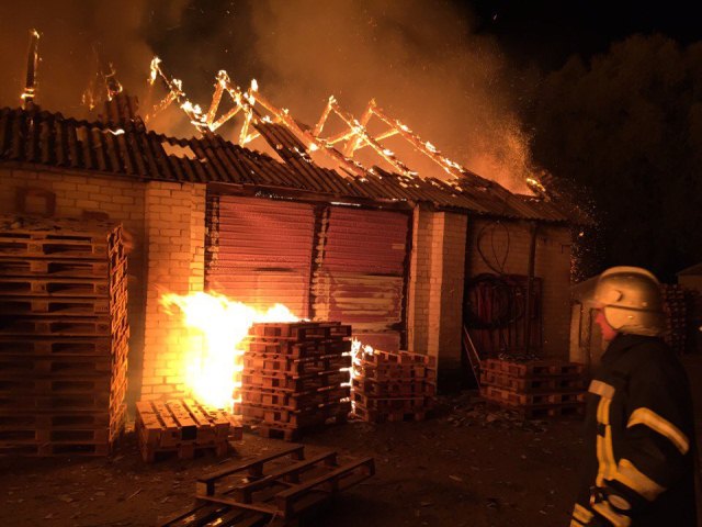В сети появилось видео ликвидации масштабного пожара на складе под Киевом