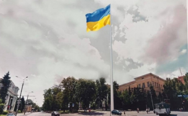 Киев соревнуется с Днепром за самый высокий флаг Украины