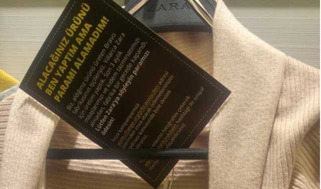 Стамбульские покупатели нашли в одежде Zara жалобы работников