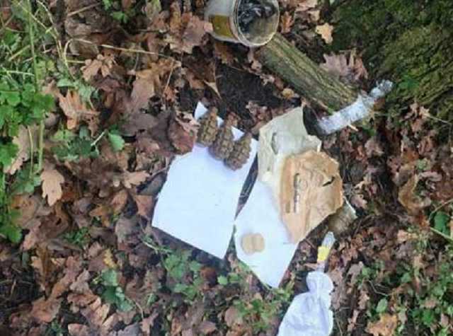 На трассе «Киев-Чоп» полиция нашла схрон с гранатами, защищенный растяжкой и молитвой