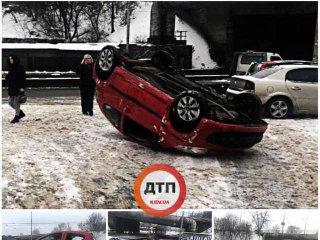 Девушка-водитель перевернула иномарку на Жилянской в Киеве