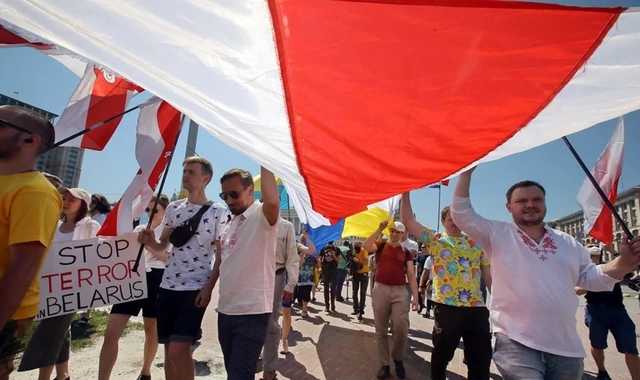 В Киеве прошел марш солидарности с Беларусью