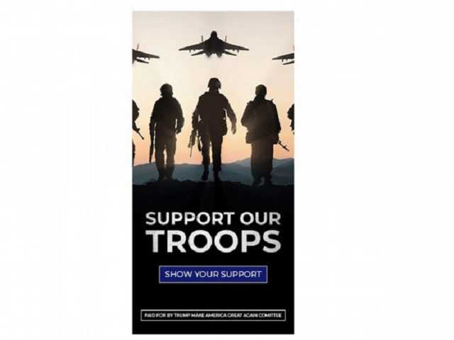 Штаб Трампа призвал «поддержать наши войска» плакатом с изображением российских самолетов и автоматов