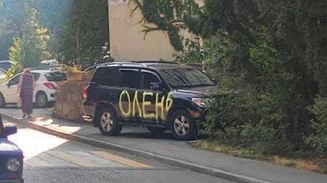 В Киеве пешеходы написали герою парковки на авто "олень"