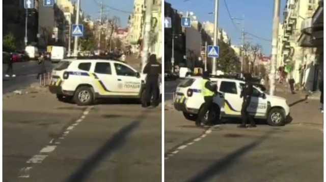 Улетели аж на пешеходный: в Киеве патрульные столкнулись с легковушкой