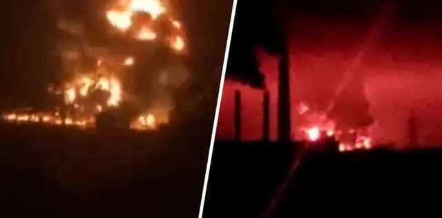 После обстрела под Харьковом загорелась нефтебаза