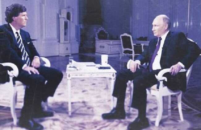 Такер Карлсон опублікував у соцмережах першу фотографію з російським диктатором Путіним