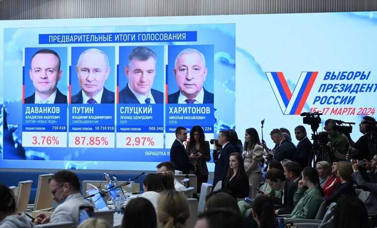 Путін лідирує з 87,33% на президентських виборах у РФ