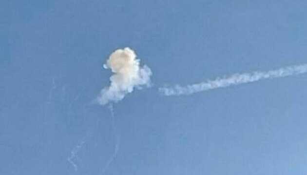 Ukrainian air defence shoots down a Russian missile over Kryvyi Rih