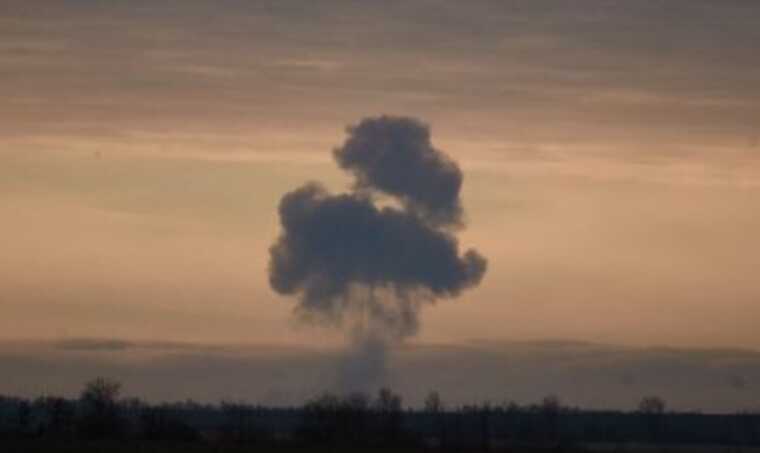 An explosion was heard during an air raid in Myrhorod