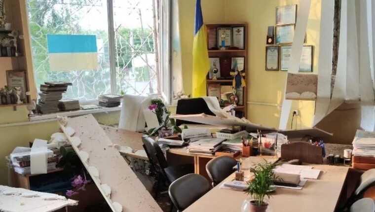 School building damaged as a result of hostile attack in Dnipro