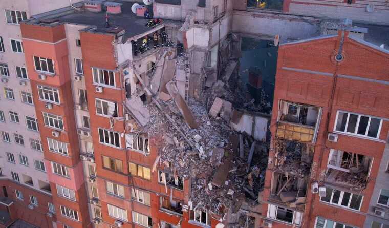 Rescue work continues in a high-rise building damaged by a missile strike in Dnipro