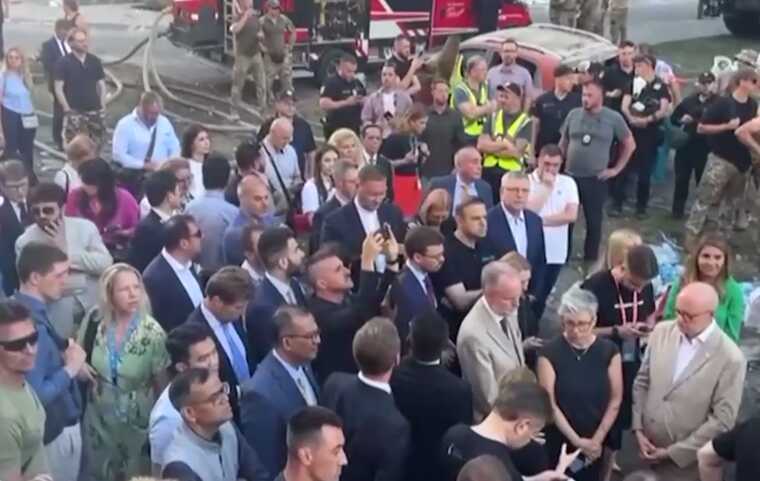 Ambassadors from different countries gathered at the building of the destroyed by Russian Federation "Okhmatdyt"