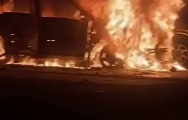 In Odesa, a car caught fire due to falling rocket debris