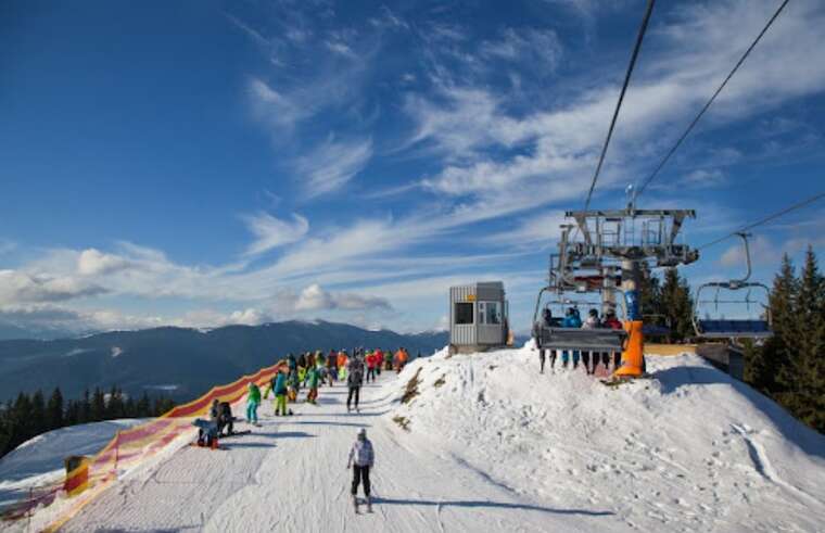 At Bukovel, there are huge queues and excitement at the resorts