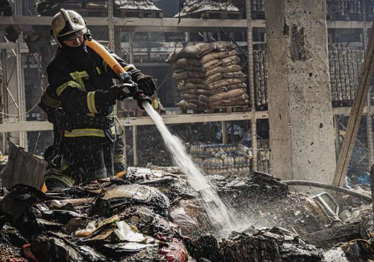 In Kharkiv, a large fire at a warehouse was extinguished after a "Shahed" strike