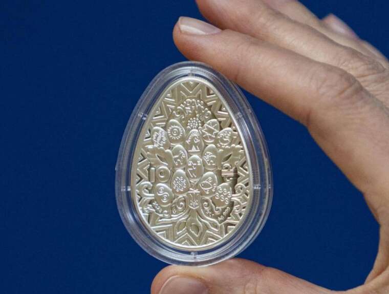 The National Bank has issued a unique coin in the shape of a pysanka