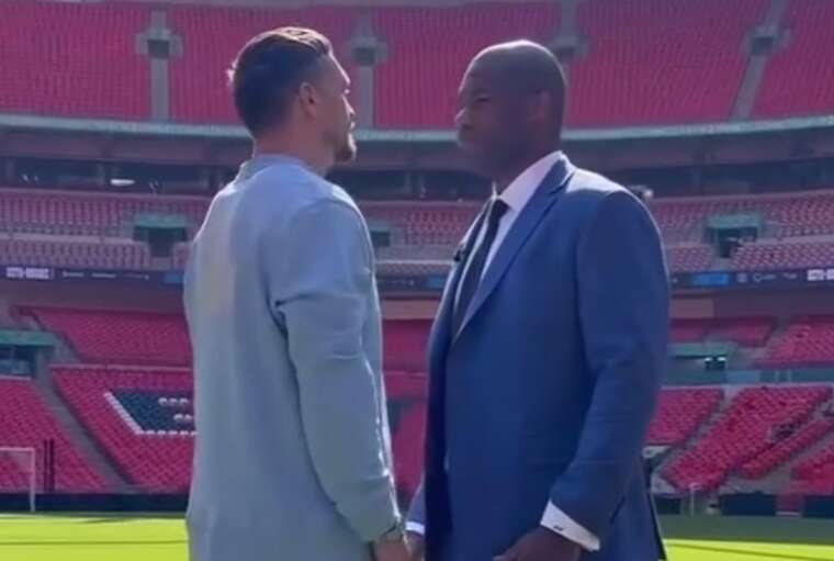 Дюбуа толкнул Усика на дуэли взглядов перед реваншем в Лондоне