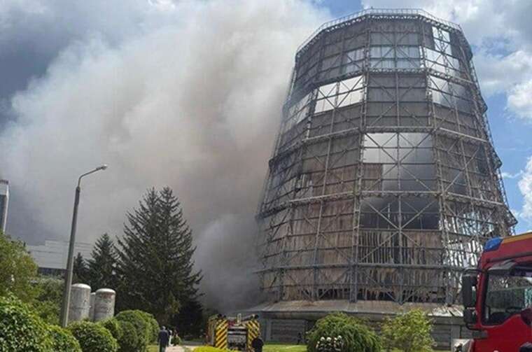 Fire at the Bila Tserkva Thermal Power Plant: the fire was extinguished, an inactive cooling tower was burning