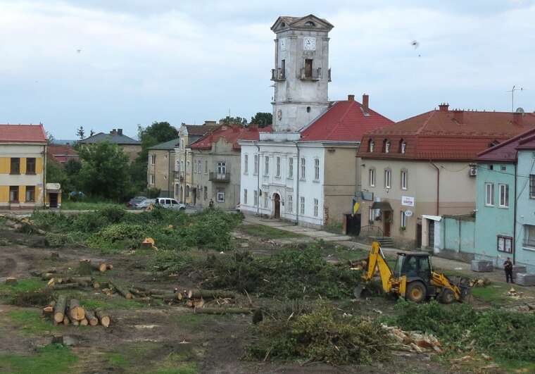 В пригороде Львова вырезали центральный сквер: деревья имели советское происхождение