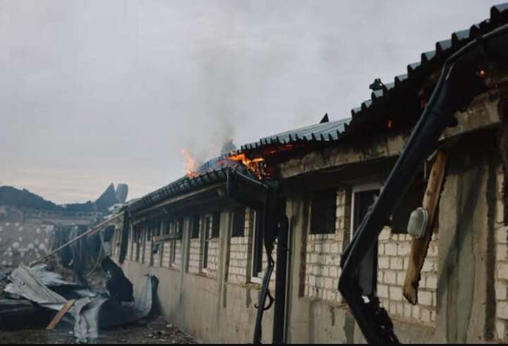 An RF UAV caused a massive fire at a pig farm in the Novovodolazka community