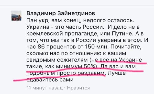 Высказывания Зайнетдинова об Украине