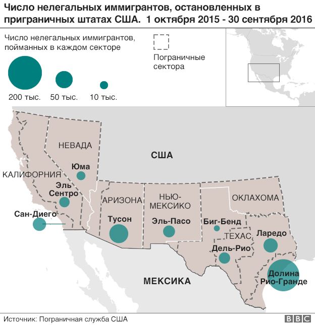 Число нелегальных иммигрантов в приграничных штатах США dqxikeidqxitkant
