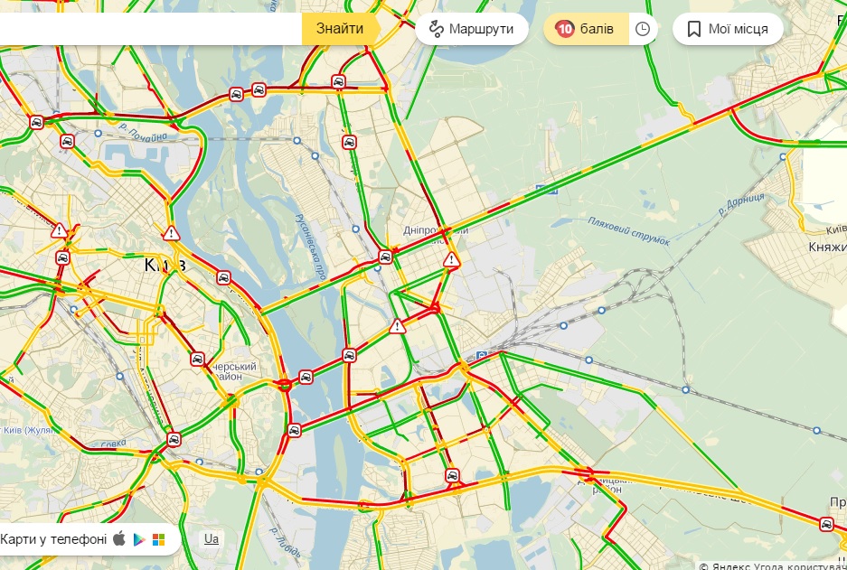 Київ затори 10 балів мости
