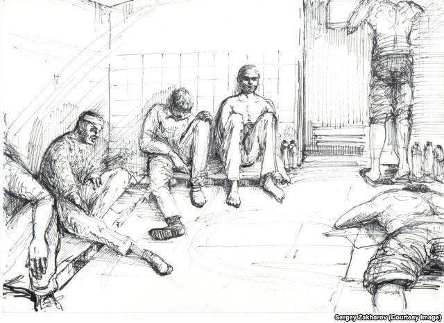 В тюрьме ДНР. Рисунок Сергея Захарова