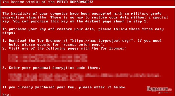 Petya virus example screenshot dqxikeidqxitkant