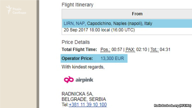 «AirPink» про вартість перельоту Неаполь-Київ