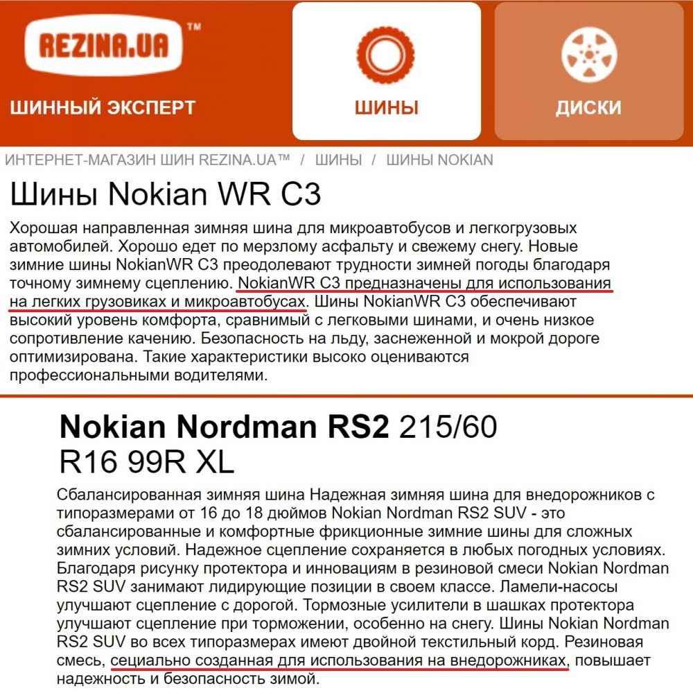 Описи шин (За даними сайту rezina.ua)
