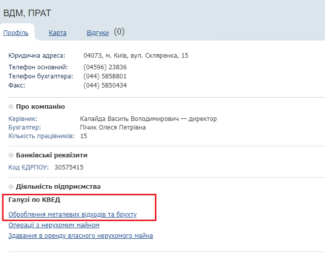 Фото: Информация о ЧАО "ВДМ"