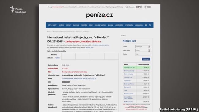 Інформація про ліквідацію першої компанії Олександра Тимошенка в Чехії