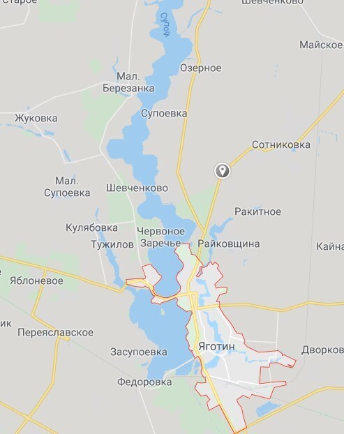 Приблизительное место аварии