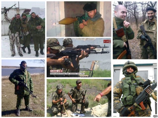 Фотографії заарештованих іспанців, які воювали на боці сепаратистів. Їхні імена також були занесені в базу даних «Миротворець»