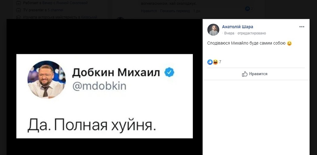 "Да, полная ху*ня": Добкин ужаснул своим интервью Янине Соколовой