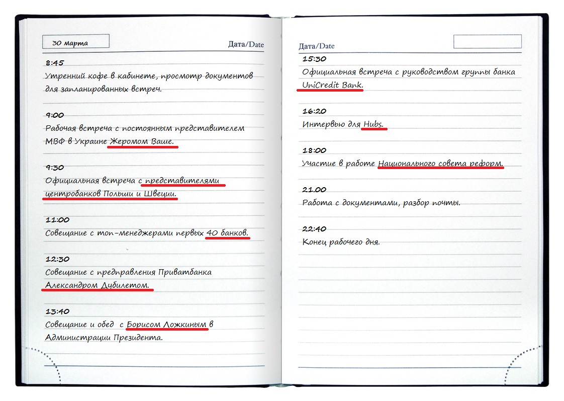 Тайм-лайн рабочего дня Валерии Гонтаревой