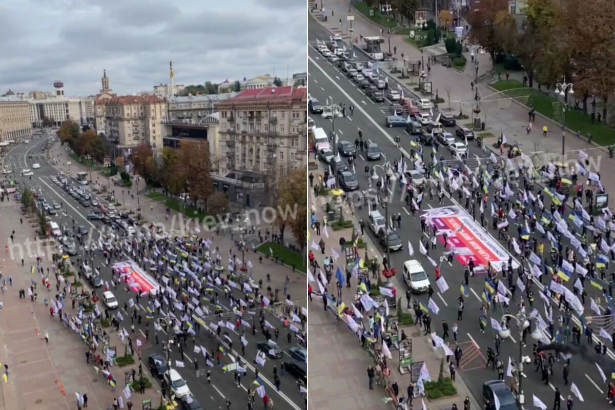 Митингующие перекрыли Крещатик