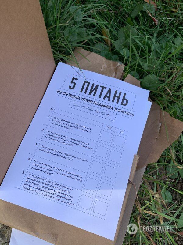 Бланки для опроса Зеленского