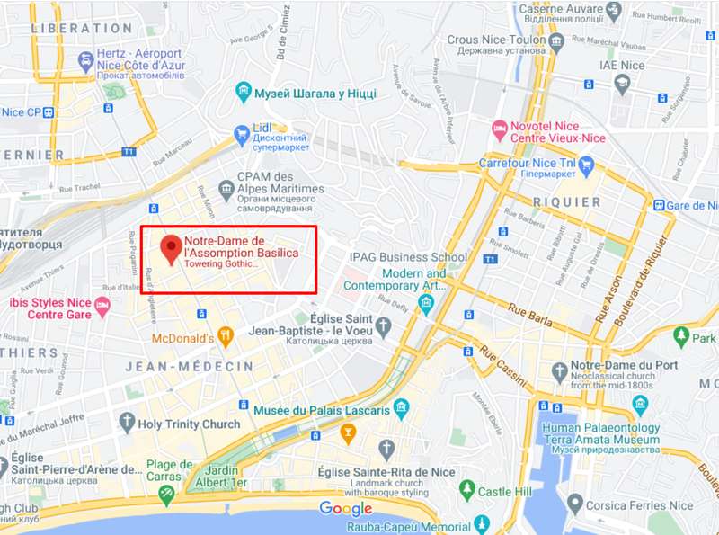 В центре Ниццы неизвестный с ножом убил троих людей