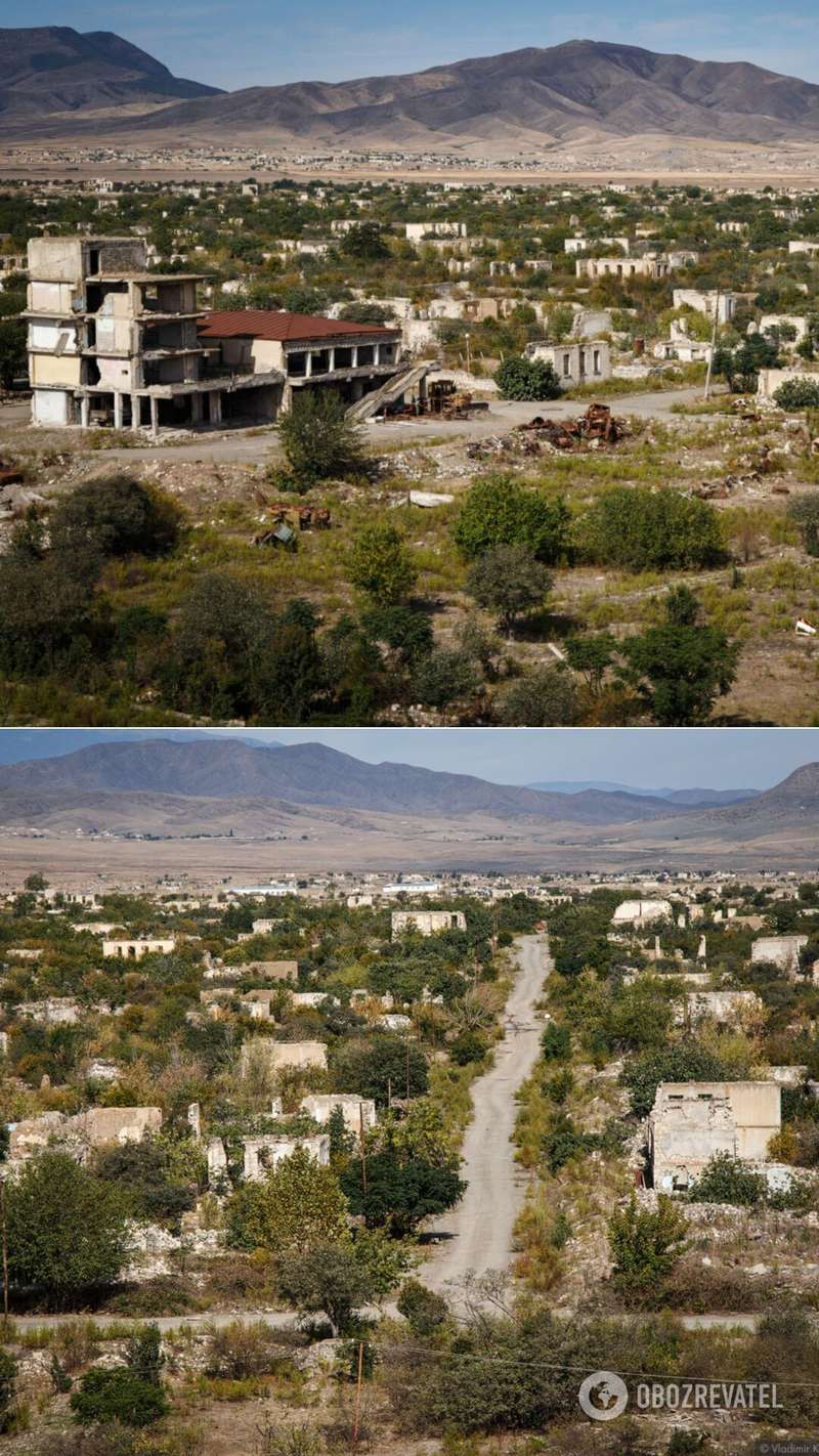 Руины домов в городе Агдам