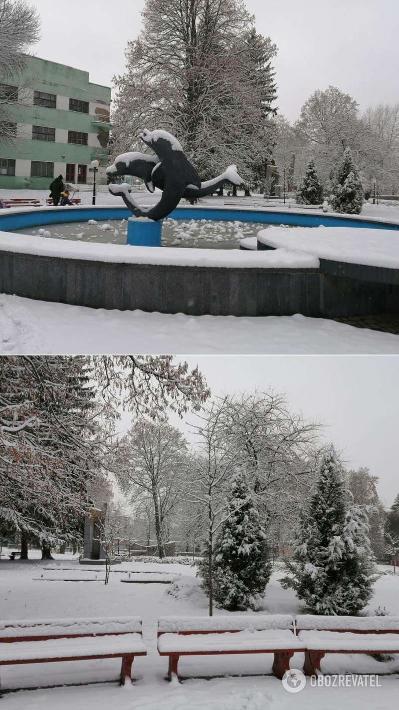 Город на Сумщине неожиданно завалило снегом. Впечатляющие фото