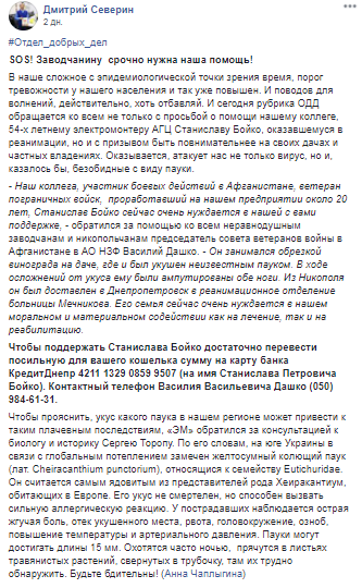 Мужчине отрезали ноги из-за укуса ядовитого паука: подробности трагедии на Днепропетровщине dqxikeidqxiqqeant