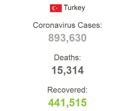 Общая статистика заболеваемости в Турции.